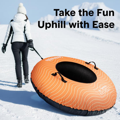 Serenelife 48 Inflatable Snow Tube For Winter Sports – Durable Easy-To-Inflate Snow Sled For Kids & Adults – Safe & Fun For Snow Tubing Sliding And Sledding (Orange) - SLSNTU48OR