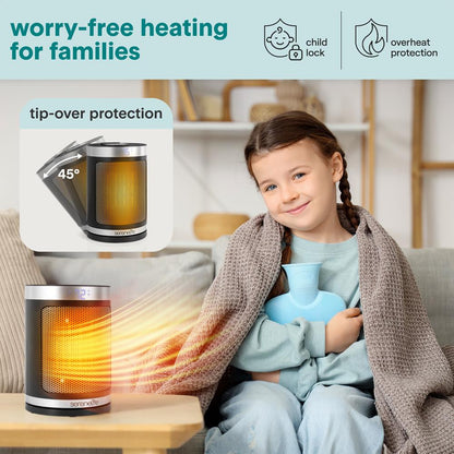 Indoor Electric Heater With Wi-Fi FunctionThermostat Remote Digital Display 12H Timer 3 Heating Modes Fast & Safe Ptc Ceramic Heating (Black)