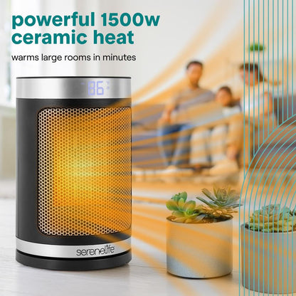 Indoor Electric Heater With Wi-Fi FunctionThermostat Remote Digital Display 12H Timer 3 Heating Modes Fast & Safe Ptc Ceramic Heating (Black)