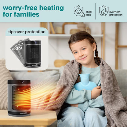 Indoor Electric Heater With Wi-Fi FunctionThermostat Remote Digital Display 12H Timer (Gray)