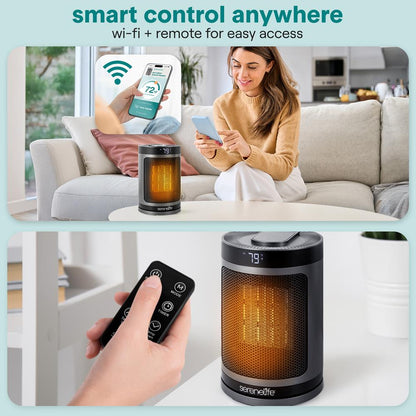 Indoor Electric Heater With Wi-Fi FunctionThermostat Remote Digital Display 12H Timer (Gray)