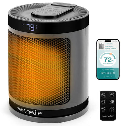 Indoor Electric Heater With Wi-Fi FunctionThermostat Remote Digital Display 12H Timer (Gray)