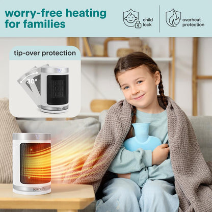 Portable Space Heater - Indoor Electric Heater With Wi-Fi FunctionThermostat Remote Digital Display 12H Timer 3 Heating Modes Fast & Safe Ptc Ceramic Heating For Home Office Bedroom (White)
