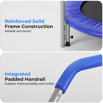 40 Foldable Trampoline Burn Calories Adjustable Handrail Deep Blue