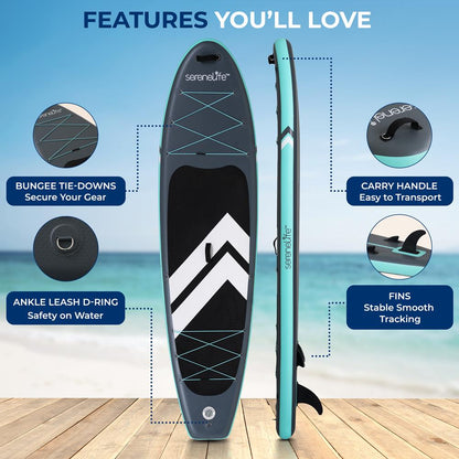 Inflatable Paddleboard Stable Design Non-Slip Deck Blue