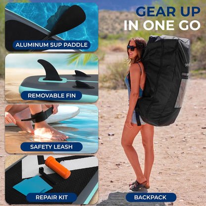 Inflatable Paddleboard Stable Design Non-Slip Deck Blue