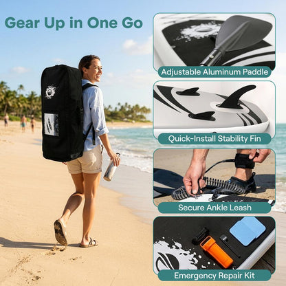 Inflatable Paddle Board - Stable Non-Slip Deck 1010 Easy Storage