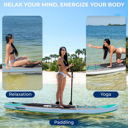 Inflatable Paddle Board Stable Design Non-Slip EVA Deck Pad Teal