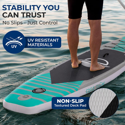 Inflatable Paddle Board Stable Design Non-Slip EVA Deck Pad Teal
