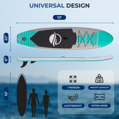 Inflatable Paddle Board Stable Design Non-Slip EVA Deck Pad Teal