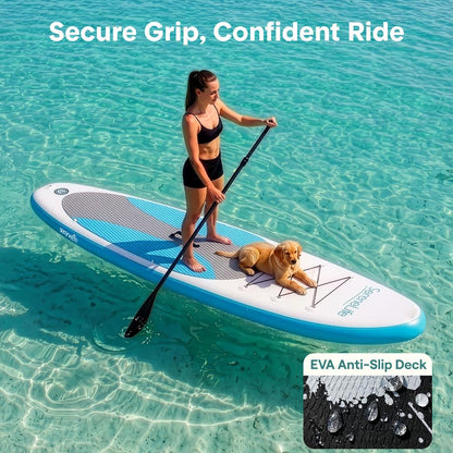 Inflatable Paddle Board Stable Design Non-Slip EVA Deck Pad Blue - SLSUPB11