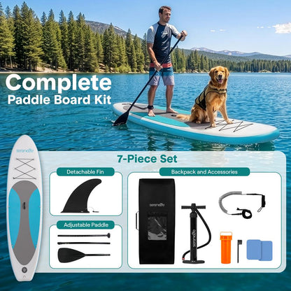 Inflatable Paddle Board Stable Design Non-Slip EVA Deck Pad Blue - SLSUPB11