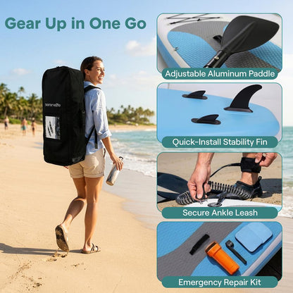 Inflatable Paddle Board Stable Design Non-Slip EVA Deck Pad Blue - SLSUPB11