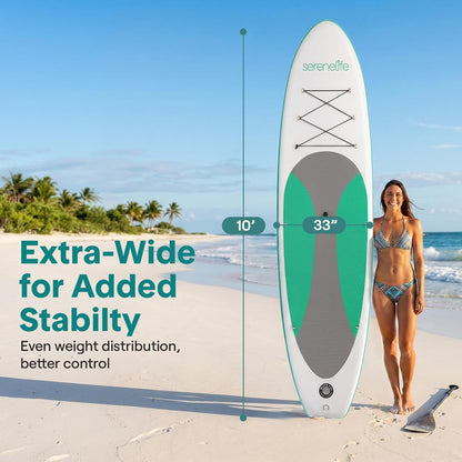 Free-Flow Welded Inflatable Stand-Up Paddle-Board With Double-Action Hand Pump 3-Shaft Aluminum Paddle Leash Fin Repair Kit And Backpack (Black) - SLSUPB12