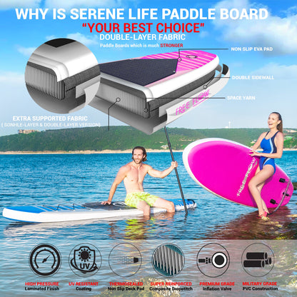 Inflatable Paddle Board - Stable Non-Slip Deck 106 PVC Teal