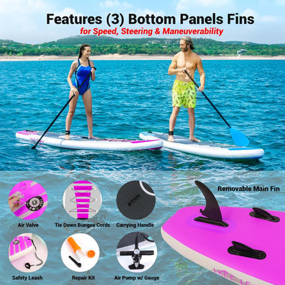 Inflatable Paddle Board - Stable Non-Slip Deck 106 PVC 350 lbs Capacity