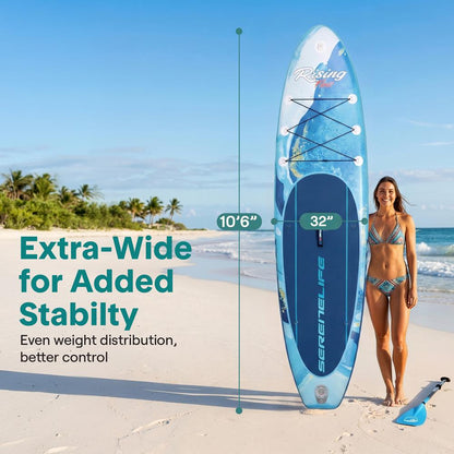 Inflatable Paddle Board - Stable Non-Slip Deck 106 Portable Blue - SLSUPB518