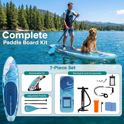 Inflatable Paddle Board - Stable Non-Slip Deck 106 Portable Blue - SLSUPB518