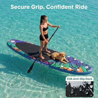 Inflatable Paddle Board - Stable Non-Slip Deck 106 Blue - SLSUPB636