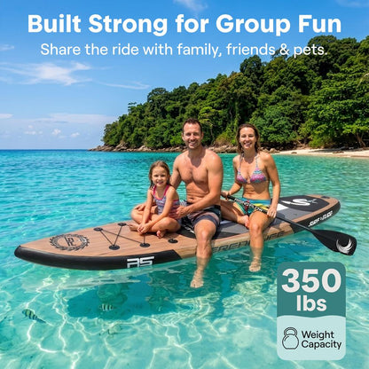 Inflatable Paddle Board - Stable Non-Slip Deck 106 Wood Finish - SLSUPB754