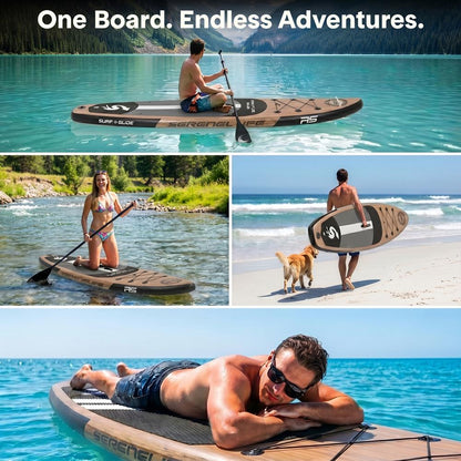 Inflatable Paddle Board - Stable Non-Slip Deck 106 Wood Finish - SLSUPB754