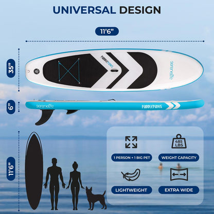 Free-Flow Welded Inflatable Stand-Up Paddle-Board With Double-Action Hand Pump 3-Shaft Aluminum Paddle Leash Fin Repair Kit And Backpack (Black) - SLSUPEW200