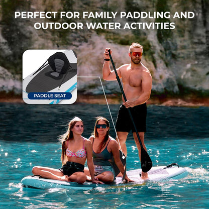 Free-Flow Stand-Up Paddle-Board - Woven Drop-Stitch And Double Layer Side Inflatable Sup With Double-Action Hand Pump 3-Shaft Aluminum Paddle Leash Seat Fin Repair Kit And Backpack (Black)