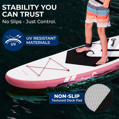 Free-Flow Welded Inflatable Kids Stand-Up Paddle-Board With Single-Action Hand Pump 3-Shaft Aluminum Paddle Leash Fin Repair Kit And Backpack (Black) - SLSUPKD18PL