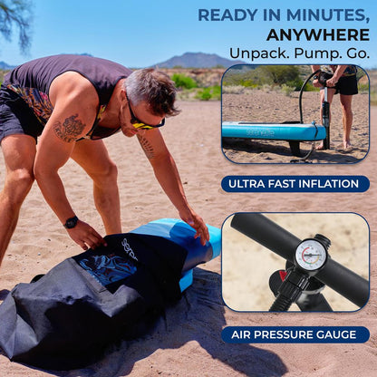 Inflatable SUP for 2 Adults & Child - Stable Non-Slip Deck 440 lbs Capacity
