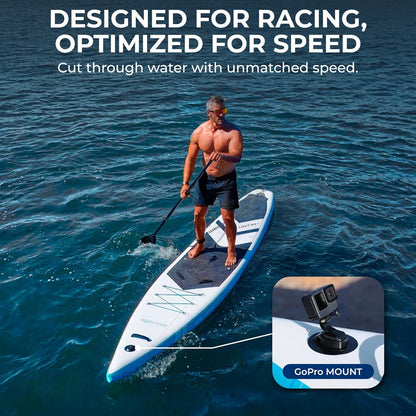 Free-Flow Stand-Up Paddle-Board - Woven Drop-Stitch And Double Layer Side Inflatable Sup With Double-Action Hand Pump 3-Shaft Aluminum Paddle Leash Fin Repair Kit And Backpack (Black)