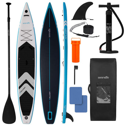 Free-Flow Stand-Up Paddle-Board - Woven Drop-Stitch And Double Layer Side Inflatable Sup With Double-Action Hand Pump 3-Shaft Aluminum Paddle Leash Fin Repair Kit And Backpack (Black)