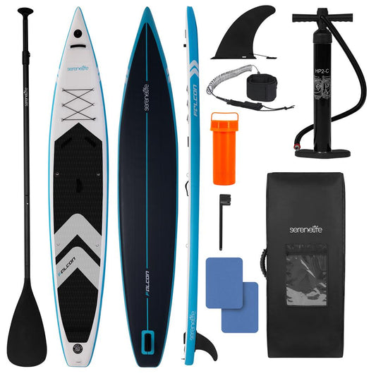 Free-Flow Stand-Up Paddle-Board - Woven Drop-Stitch And Double Layer Side Inflatable Sup With Double-Action Hand Pump 3-Shaft Aluminum Paddle Leash Fin Repair Kit And Backpack (Black)