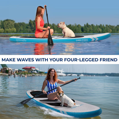 Free-Flow Welded Inflatable Stand-Up Paddle-Board With Double-Action Hand Pump 3-Shaft Aluminum Paddle Leash Fin Repair Kit And Backpack (Black) - SLSUPUW100
