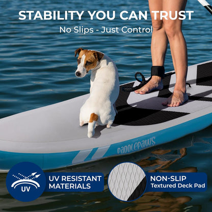 Free-Flow Welded Inflatable Stand-Up Paddle-Board With Double-Action Hand Pump 3-Shaft Aluminum Paddle Leash Fin Repair Kit And Backpack (Black) - SLSUPUW100