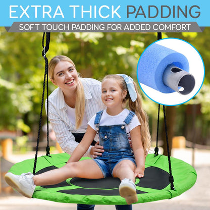 Saucer Swing 40 for Kids Waterproof Padded Frame Green