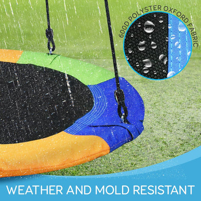 Saucer Swing 40 for Kids Waterproof Adjustable Ropes Rainbow