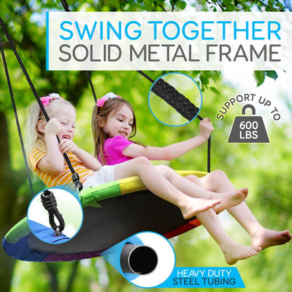 Saucer Swing 40 for Kids Waterproof Adjustable Ropes Rainbow