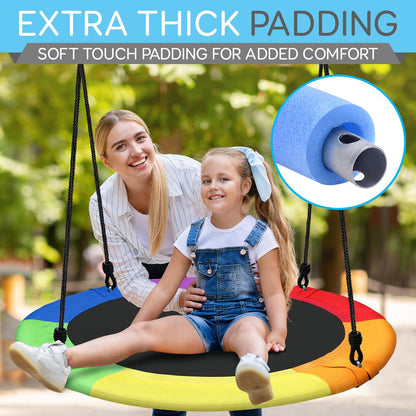 Saucer Swing 40 for Kids Waterproof Adjustable Ropes Rainbow