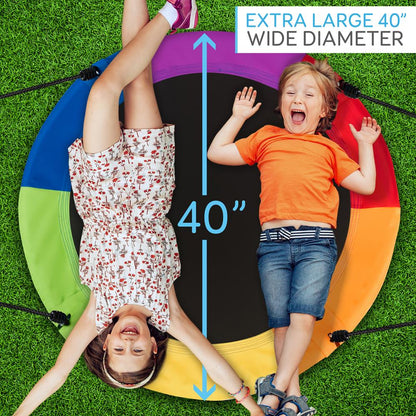 Saucer Swing 40 for Kids Waterproof Adjustable Ropes Rainbow