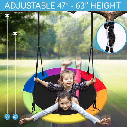 Saucer Swing 40 for Kids Waterproof Adjustable Ropes Rainbow