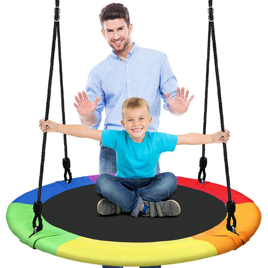 Saucer Swing 40 for Kids Waterproof Adjustable Ropes Rainbow