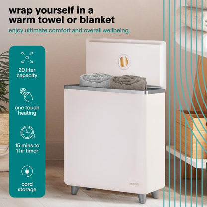 Rectangular Towel Warmer Bucket - Large Capacity Single Touch Towel & Blanket Warmer (Silver)
