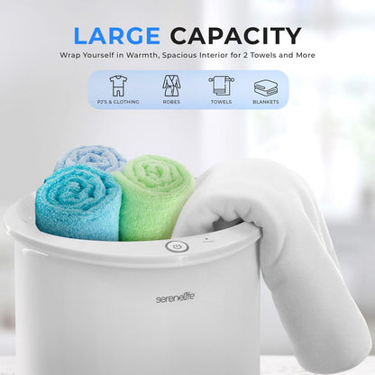 Towel Warmer with Auto Shut-Off Holds 2 Large Towels White