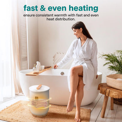 Single Touch Towel & Blanket Warmer With Fragrant Disc Holder Led Ring And Digital Screen