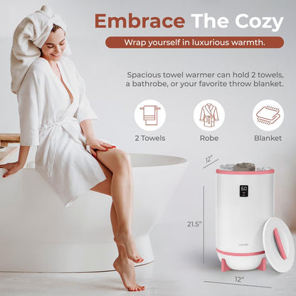 Portable Towel Warmer Quick Heat Auto Shut-Off Pink