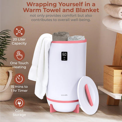 Portable Towel Warmer Quick Heat Auto Shut-Off Pink