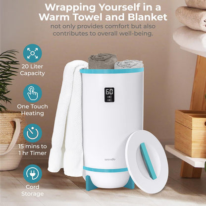 Towel & Blanket Warmer Spa Luxury Auto Shut Off Fits 2 Large Towels Blue