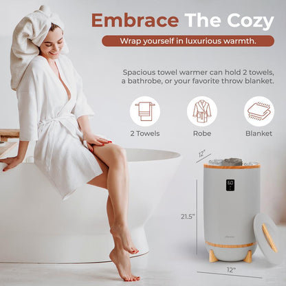 Towel Warmer with Fragrance Holder Auto Shutoff Fits 2 Towels Gray