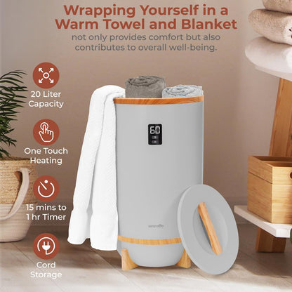 Towel Warmer with Fragrance Holder Auto Shutoff Fits 2 Towels Gray