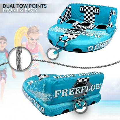 3-Person Towable Tube for Boating Fast Inflation Heavy-Duty Nylon Cover